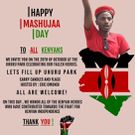 A banner shared by Eric Omondi inviting Kenyans to join him at Uhuru Park grounds to celebrate Mashujaa Day