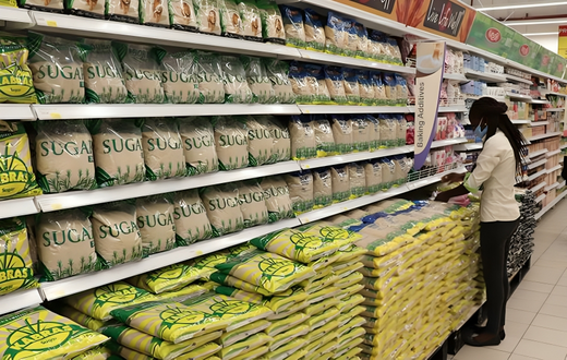 Sugar in supermarket shelves