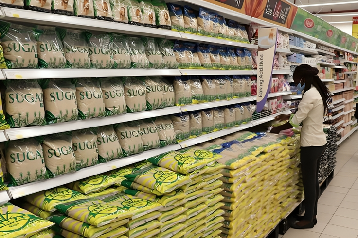 Sugar in supermarket shelves