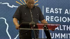Former President Uhuru Kenyatta speaking at the East Africa Region Global Health Security Summit