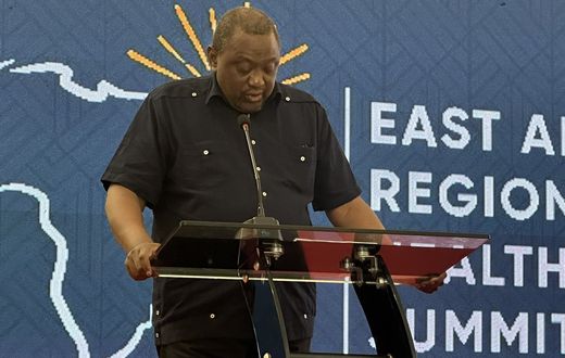 Former President Uhuru Kenyatta speaking at the East Africa Region Global Health Security Summit