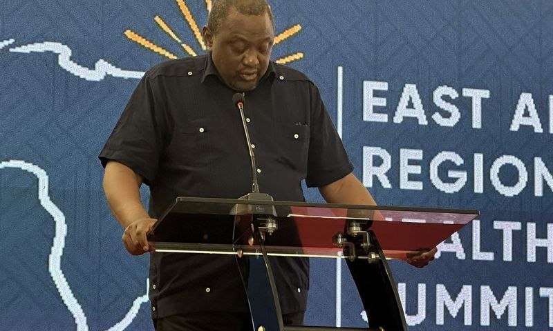 Former President Uhuru Kenyatta speaking at the East Africa Region Global Health Security Summit