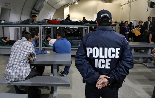 A group of undocumented immigrants awaiting deportation.