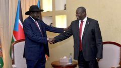 File image of South Sudan's President Salva Kiir (Left) and his First Vice President Riek Machar