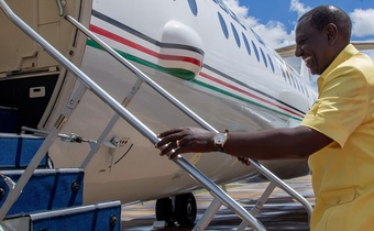 File image of President William Ruto boarding a plane