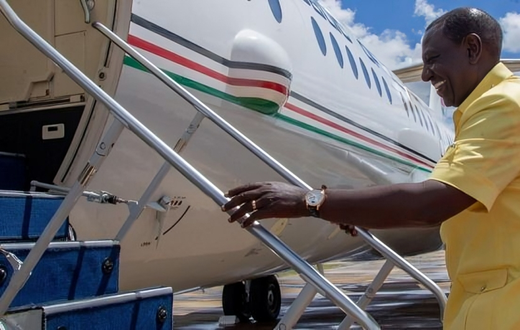 File image of President William Ruto boarding a plane
