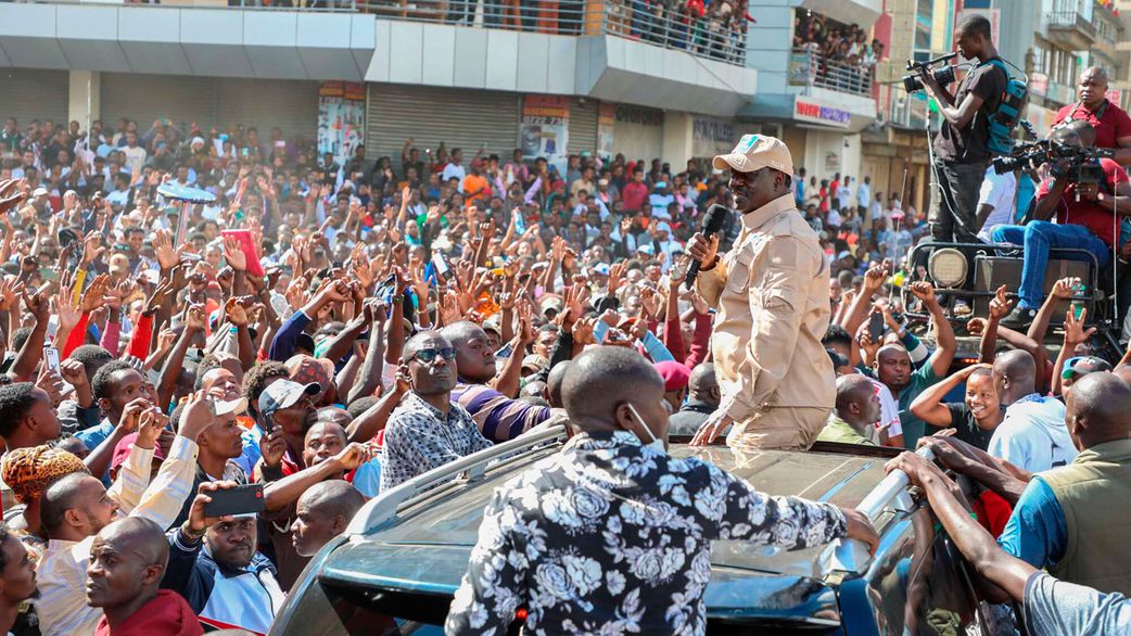 Raila Odinga addressing the demonstrator in Eastleigh Nairobi on Monday, March 20, 2023