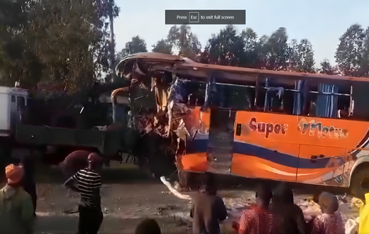 A Super Metro bus collided with a lorry at Ahero in Nyando Sub-county, Kisumu County.