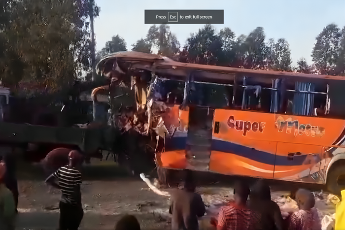 A Super Metro bus collided with a lorry at Ahero in Nyando Sub-county, Kisumu County.