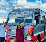 Njugush and Cele with their newly acquired matatu