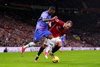 Manchester United's Christian Eriksen (right) and Bournemouth's Jaidon Anthony battle for the ball during the Premier League match at Old Trafford on January 3, 2023.