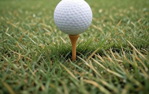 An AI-generated image of a golf ball on a tee