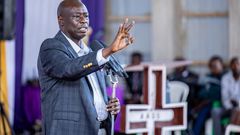 Deputy President Rigathi Gachagua speaking at Kaelo Methodist Church in Igembe, Meru County on October 1, 2023