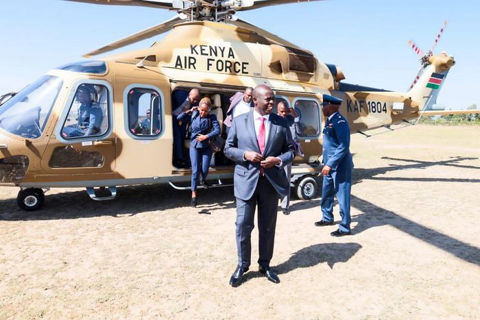 Deputy President  Rigathi Gachagua lands in Nanyuki for KDF Day celebrations on October 14, 2022