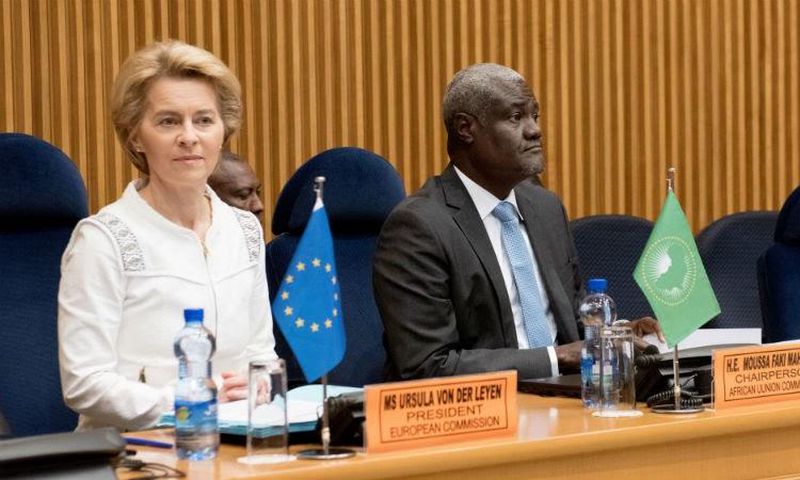 European Commission President Ursula von der Leyen and AU Commission chairperson Moussa Faki Mahamat. Photo by: Etienne Ansotte / European Union