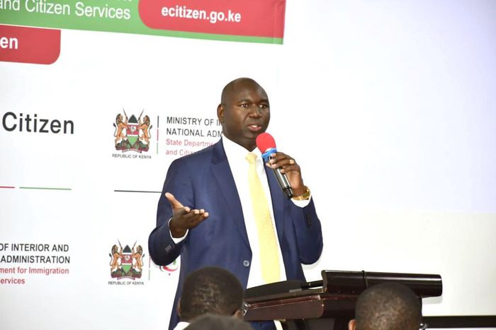 Immigration and Citizen Services addressing representatives of ministries, corporations, departments and agencies (MCDAs) at Mlolongo, Machakos County on November 7, 2023