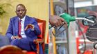 A collage of  President William Ruto and a fuel pump