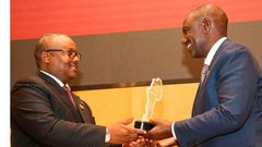 President William Ruto receiving the ALMA Joyce Kafanabo Award, honouring Scorecard Excellence and Innovation in the fight against Malaria, on behalf of the Republic of Kenya in Addis Ababa, Ethiopia on February 18, 2023 (Courtesy: PPS)