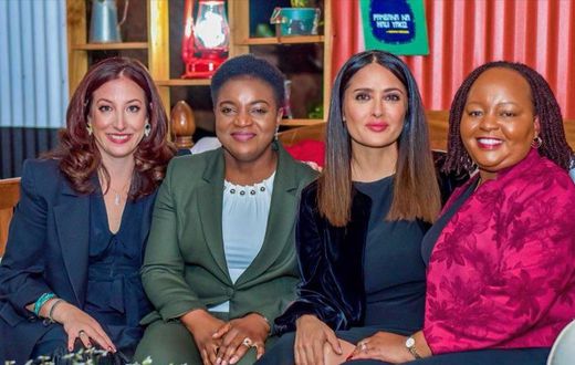 From left: Jessica Posner Odede, Minister of Health Susan Nakhumicha Wafula, Salma Hayek and Anne Waiguru.