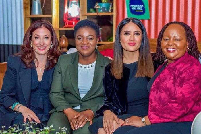 From left: Jessica Posner Odede, Minister of Health Susan Nakhumicha Wafula, Salma Hayek and Anne Waiguru.