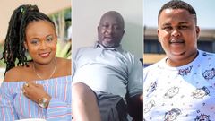 A collage of Sharon Njeri, her father Albert Mwangi and husband DJ Brownskin