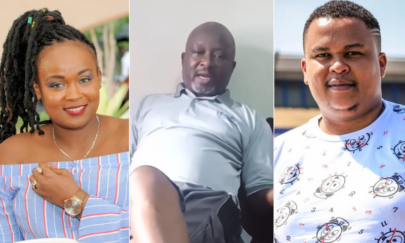 A collage of Sharon Njeri, her father Albert Mwangi and husband DJ Brownskin