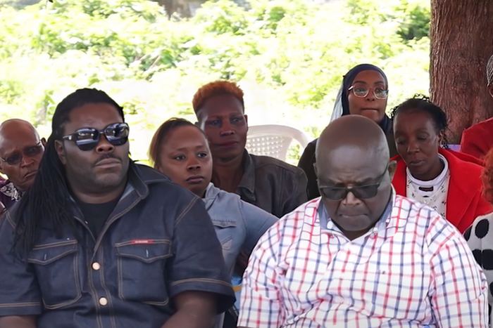 Makokha and his children present at the burial ceremony of his wife Purity Wambui at Lang'ata Cemetery on June 13, 2024