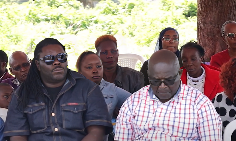 Makokha and his children present at the burial ceremony of his wife Purity Wambui at Lang'ata Cemetery on June 13, 2024