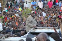 Azimio la Umoja leader Raila Odinga leads protesters in a demonstration in Nairobi on March 27, 2023
