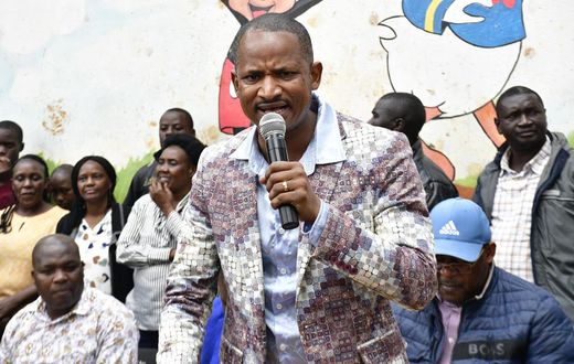 Embakasi East MP Babu Owino during a visit to Kihiumbuini Primary School in Westlands on July 14, 2023