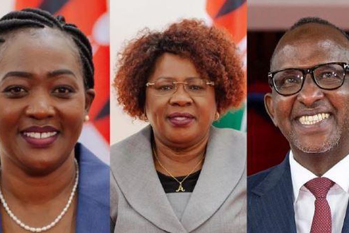 A collage image of CS nominees Soipan Tuya, Alice Wahome and Aden Duale