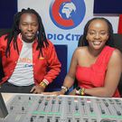 Radio presenter Q-Tee and Shatta Bway at Radio Citizen studios