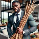 An AI-generated image of a man carrying and chewing Mukombero