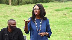 Wanja Michuki addressing tea farmers