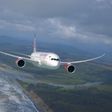 Kenya Airways plane mid air.
