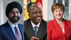 A collage of World Bank President Ajay Banga and IMF Managing Director Kristalina Georgieva