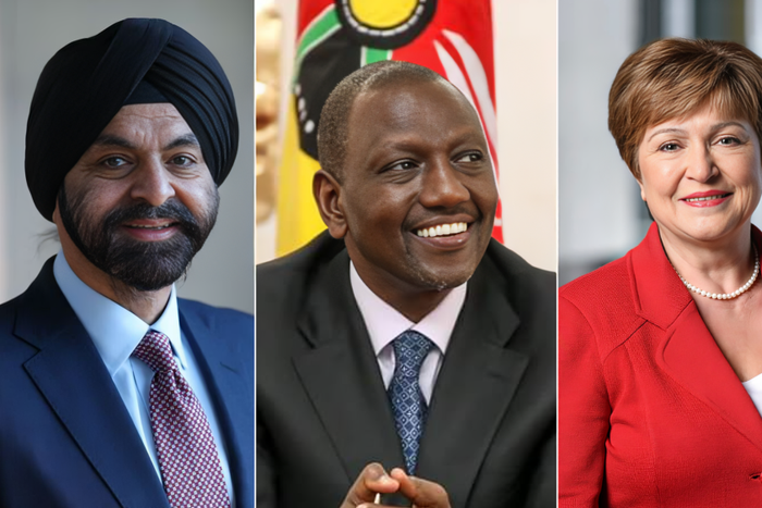 A collage of World Bank President Ajay Banga and IMF Managing Director Kristalina Georgieva