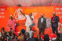 Alfred Olajide, VP East Africa & Central Africa Operations, Coca-Cola Africa, Musalia Mudavadi (Prime Cabinet Secretary of Kenya), and Dr. Anastasia Mutethya (CECM - Inclusivity, Public Participation, and Customer Service) dancing with The OG, spreading joy and love this festive season.