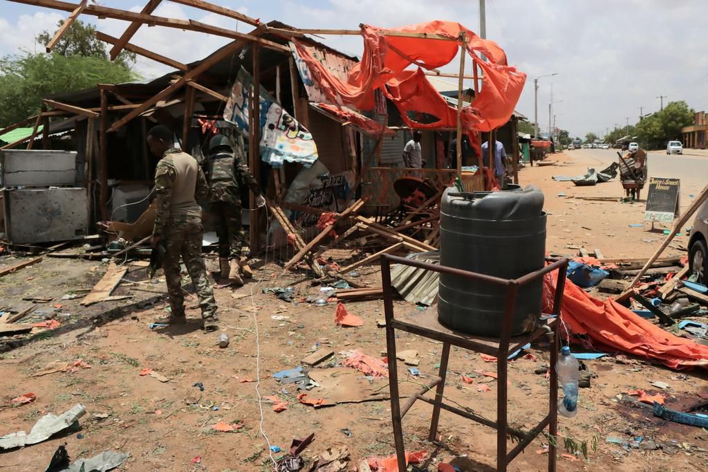 Scenes after an attack at Mama Samaki Hotel in Mandera Town that occurred on Monday, March 25.
