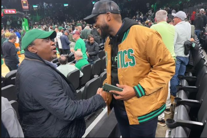 President Uhuru Kenyatta was seen at a Boston Celtics game,