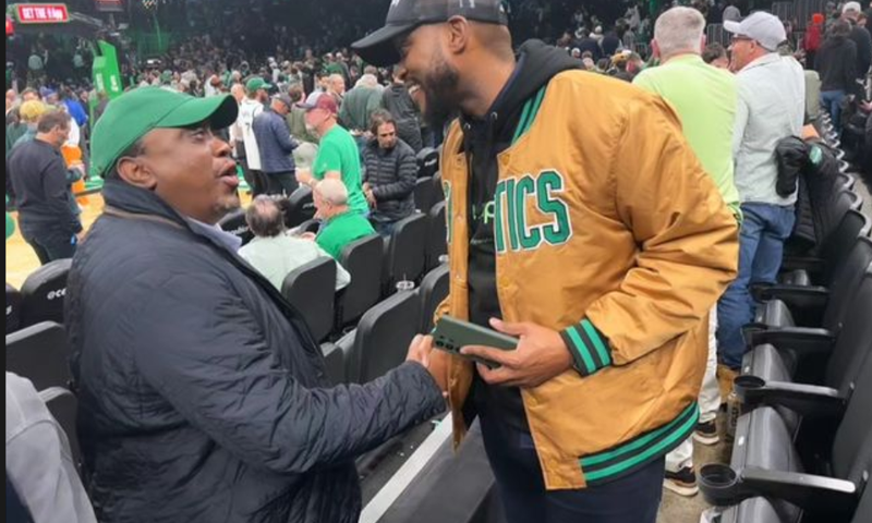 President Uhuru Kenyatta was seen at a Boston Celtics game,