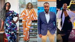 A collage of Ciru Muriuki, Caroline Mutoko, Willis Raburu and Trace Nduati