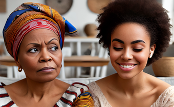 An AI-generated image of a mum jealous of her daughter