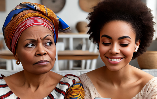 An AI-generated image of a mum jealous of her daughter