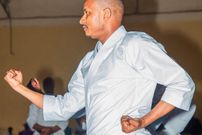 Embakasi East MP Babu Owino practicing Karate at the Moi International Sports Centre, Indoor Arena