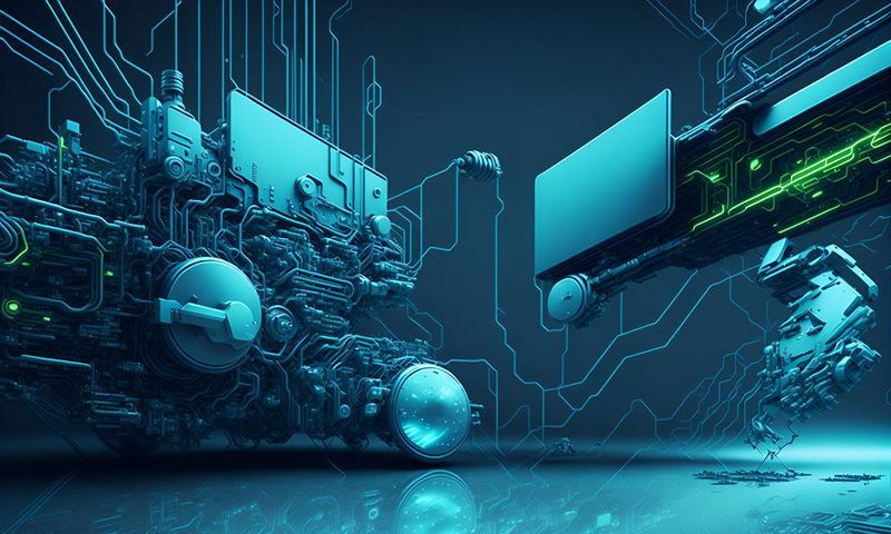 Digital AI generated modern futuristic technology