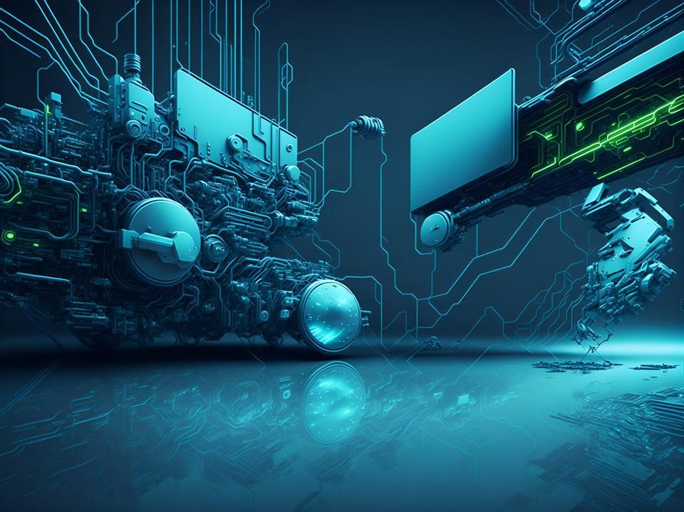 Digital AI generated modern futuristic technology