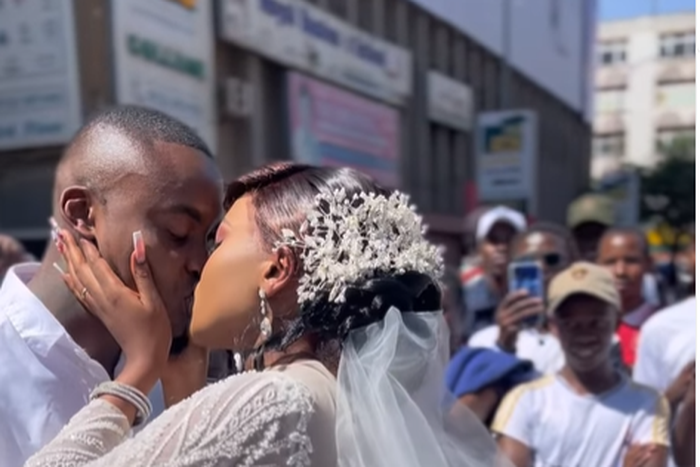 A couple, Angie Chege and Sanja Nyamwega ties the knot on the streets of Nairobi ( Angie Chege Instagram)