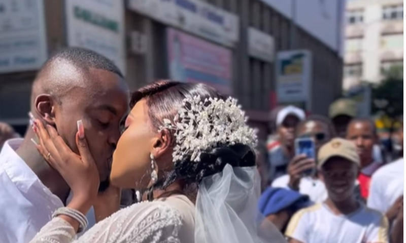 A couple, Angie Chege and Sanja Nyamwega ties the knot on the streets of Nairobi ( Angie Chege Instagram)