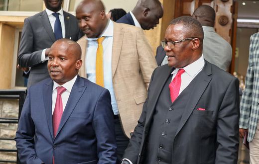 Interior CS Kithure Kindiki and ICT CS Eliud Owalo in the National Assembly on August 9, 2023